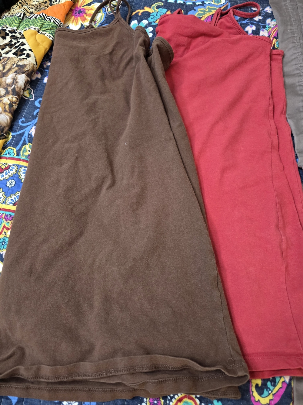2-torrid Foxy Tunic Cami Brown and Red Cotton Cami Tanks